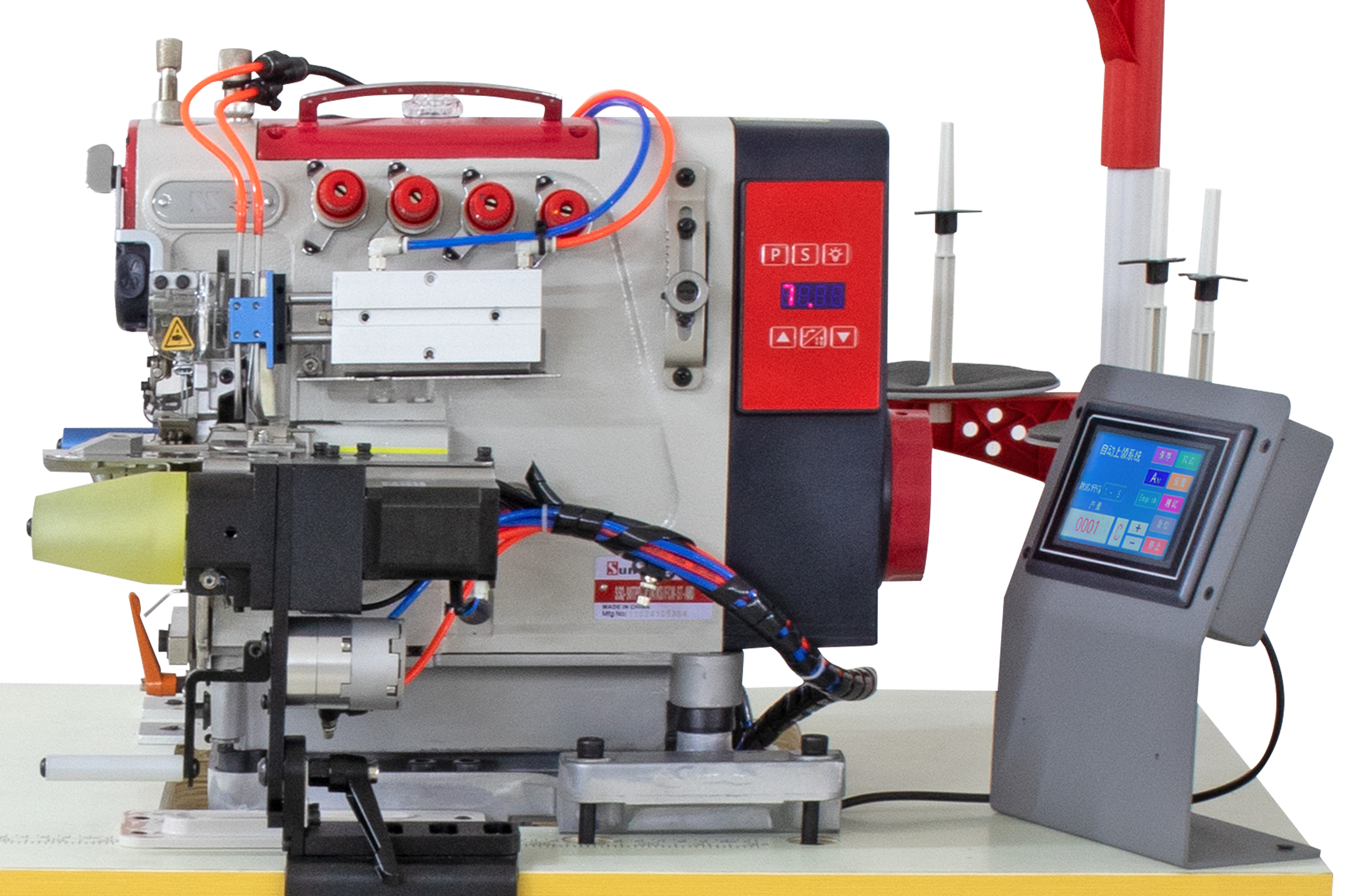 Máquina Costura Industrial Ponto Cadeia Eletrônica Gola SSQ-90TPD424/KS/FCW-ST-AMD NEW - Sun Special