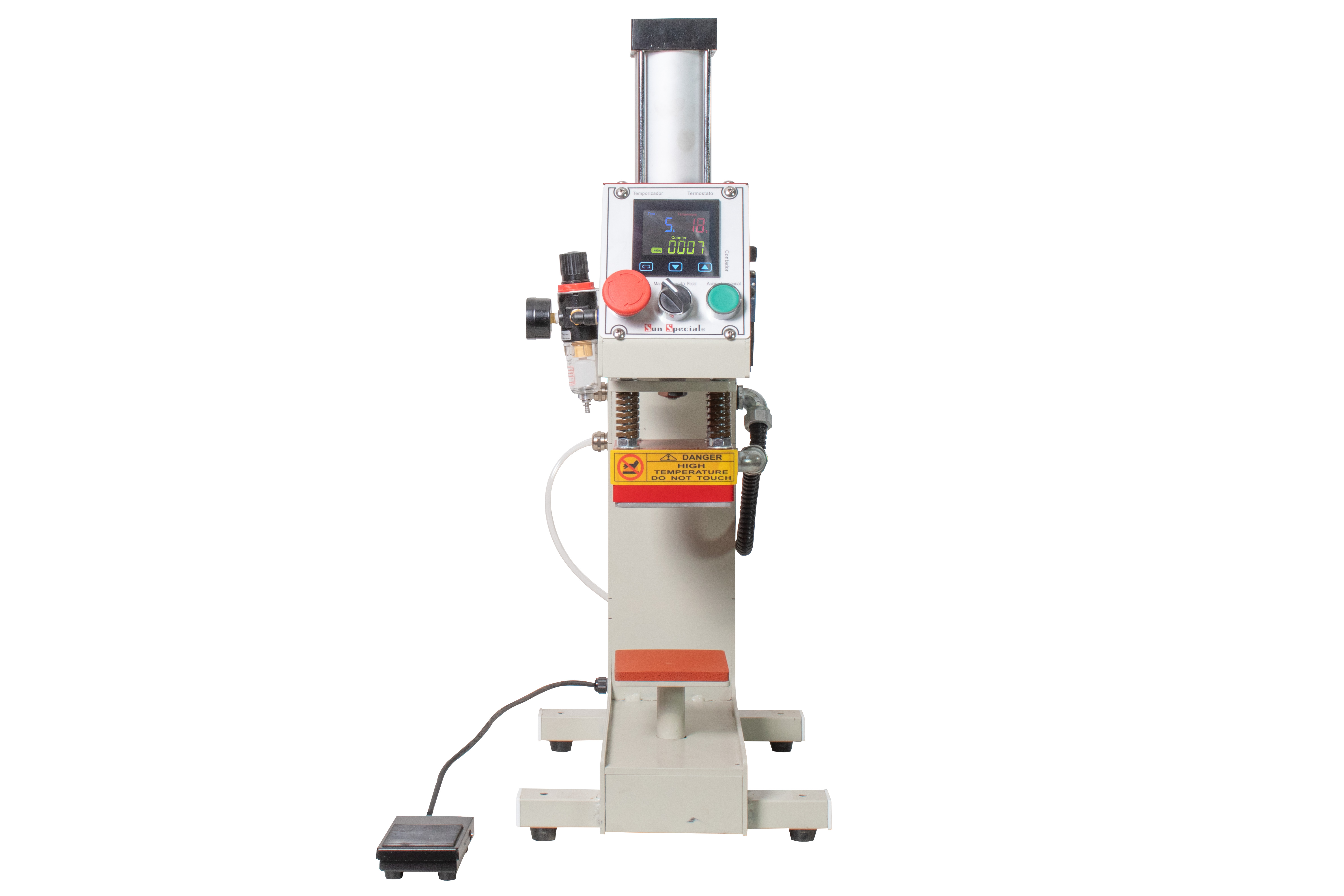 Prensa Industrial Térmica Pneumática 10x10CM 01 Bandeja SS-JK1010D-ZJ 220V - Sun Special